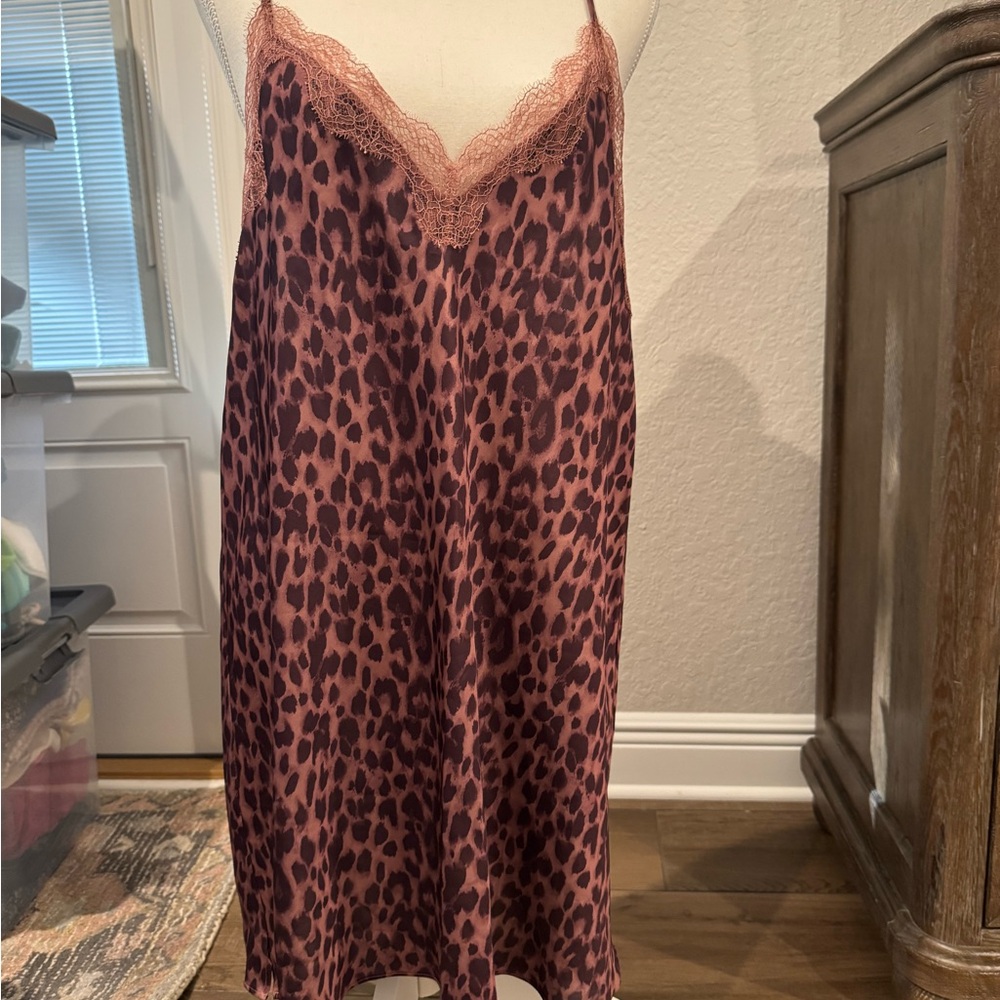 Victoria's Secret Pink Leopard leopard Lace satin Chemise